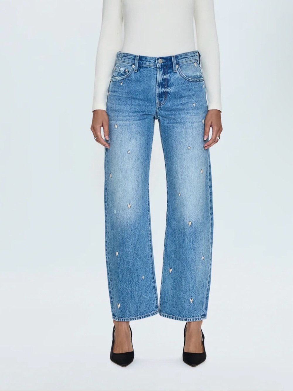 PISTOLA - LEXI MID RISE BOWED STRAIGHT JEAN - CONFETTI VINTAGE